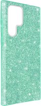 Geschikt voor Samsung Galaxy S22 Ultra hoes Glitter Verwisselbaar Semi-rigide Groen