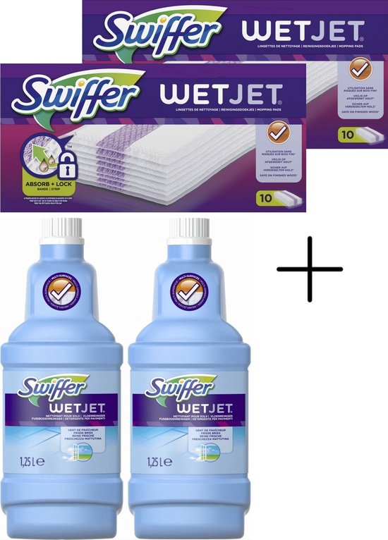 Swiffer WetJet Système de nettoyage tout-en-un 2 bouteilles de recharge  1,25 L - Agent