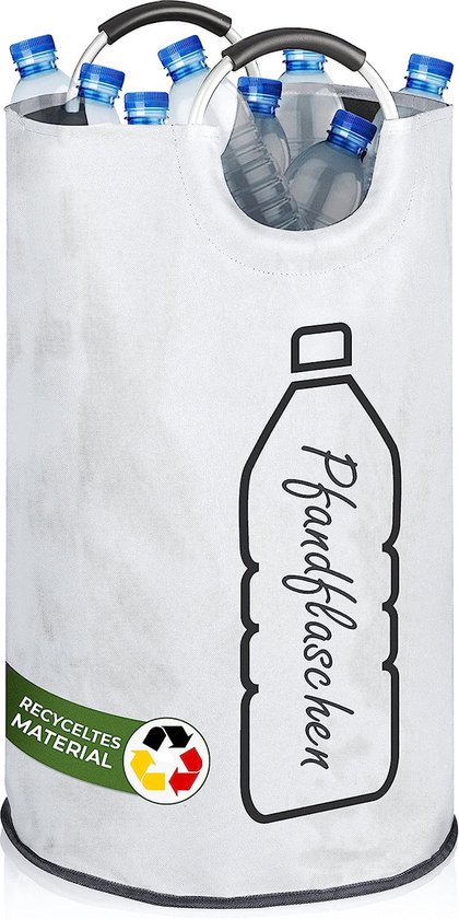 Babyflesje - Recycleflesafscheider voor veiligheidsflessen, glazen flessen, leeghalen, ideaal als veiligheidsflessen, opslagcontainer, extra groot, 69 L, opvouwbaar, waterdicht (wit, L)