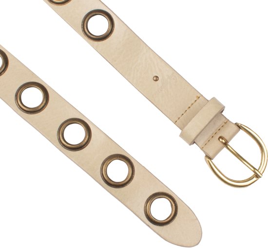 Vintage leren riem uit de jaren 1970, grote ronde gesp, hippie - Nederland