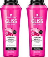 SCHWARZKOPF Gliss Kur Hair Repair Shampoo - Supreme Length - Voor Lang Haar Mét Vette Wortels - 250ml x2