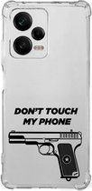 Cover Case Xiaomi Redmi Note 12 Pro Telefoonhoesje met doorzichtige rand Pistol Don't Touch My Phone