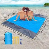 Stranddeken, picknickdeken, 200 x 210 cm, strandmat, ultralicht, picknickdeken, waterdicht, outdoor, picknickdeken voor op het strand, kamperen, wandelen, draagbaar, sneldrogend, zandvrij, blauw
