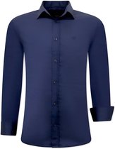 TONY BACKER Luxe séparées Blanco Chemises pour hommes - Slim Fit - 3081- Marine - Tailles: XL