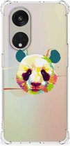 Silicone Hoesje OPPO Reno8 T 5G Telefoon Hoesje met doorzichtige rand Panda Color