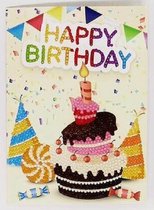 Diamond painting kaart - Verjaardagskaart - Paint je eigen kaart en verras je familie, vrienden, of buren,... (13 x 18 cm) Happy Birthday