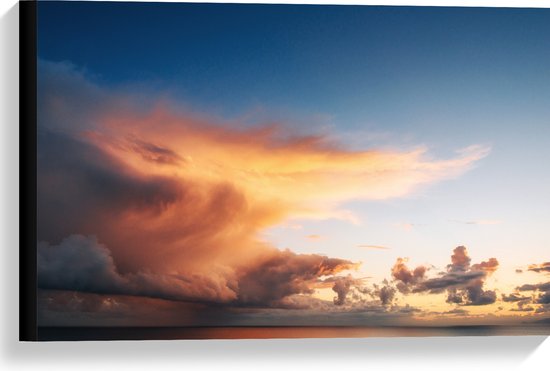 Canvas - Mooie Zonsondergang met Wolken - 60x40 cm Foto op Canvas Schilderij (Wanddecoratie op Canvas)