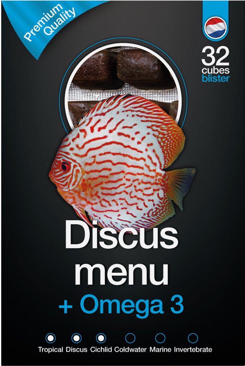 DS Discus Menu & Omega3 diepvries visvoer 100 gram | 32 blokjes Diepvries
