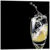 Dibond - Water met een Limoenschijfje - 50x50 cm Foto op Aluminium (Met Ophangsysteem)