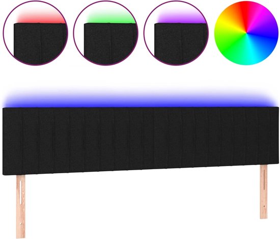 vidaXL Tête de lit LED Noir 160 x 5 x 78/88 cm Tissu