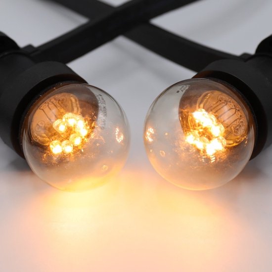 Prikkabel set met LED lampen, 10 meter met 20 fittingen - 0,7 watt lampen (2000K)