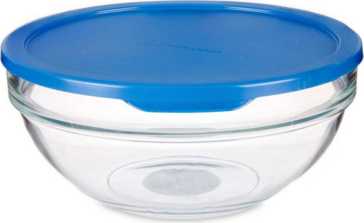 Ronde Lunchtrommel met Deksel Blauw Plastic Glas (1135 ml)