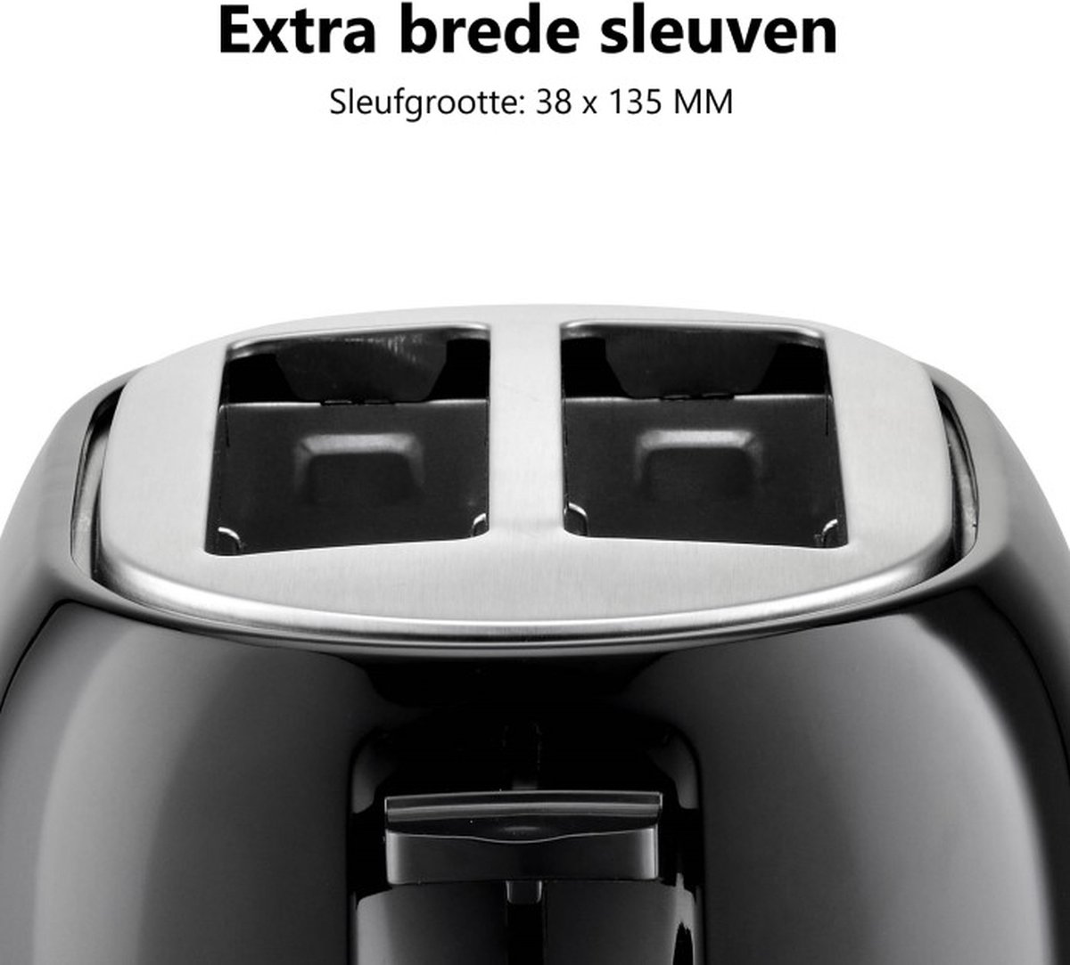 Omea Broodrooster Zwart - Broodrooster met Tostiklemmen - Retro - Extra Brede Sleuven - 7 Warmteniveaus - 850W thumbnail 8