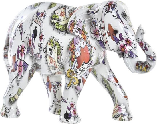 Decoratieve figuren DKD Home Decor Olifant Wit Hars Multicolour (23 x 9 x 17 cm)