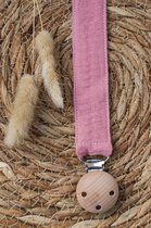 Speenkoord - katoen - Roze kleur - houten knop - fopspeen - accessoires baby - speenketting - baby - kraamcadeau - stof - speenkoord jongen - speenkoord meisje - speenkoord katoen