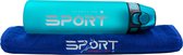 Set économique : Gourde Bright Aqua 0,75L + Serviette de sport Blue Marine 35x75cm - Set Fitness