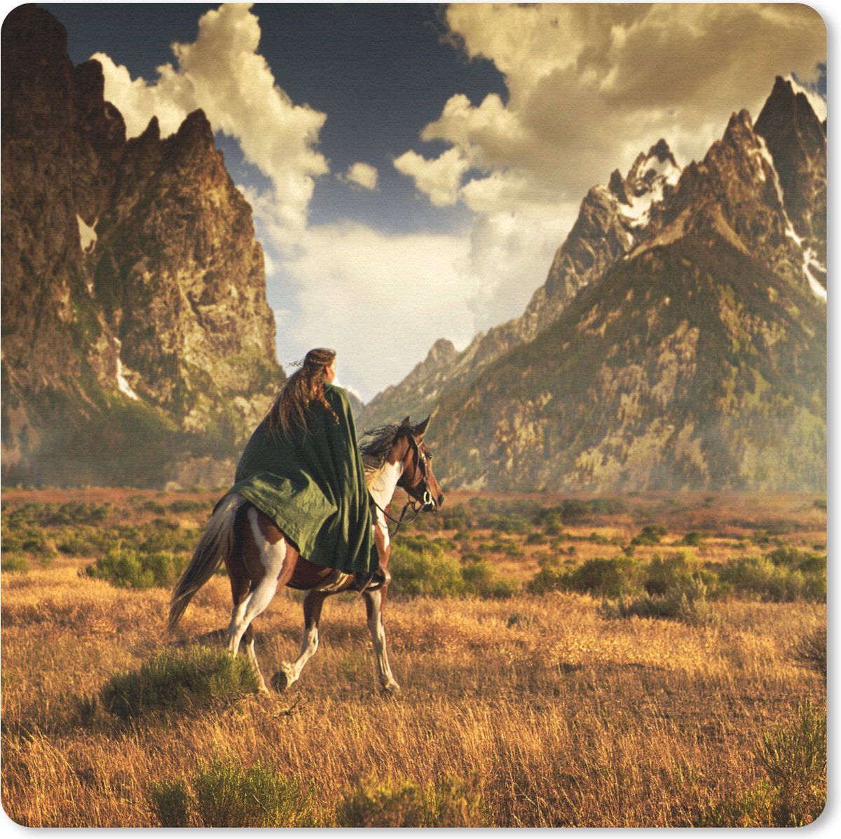 Muismat 20x20 cm - Mousepad Paard - Ruiter - Natuur - Muismatten