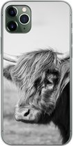 Geschikt voor iPhone 11 Pro Max hoesje - Schotse Hooglander - Dieren - Zwart - Wit - Siliconen Telefoonhoesje