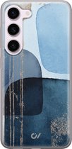 Hoesje geschikt voor Samsung Galaxy S23 - Blue Abstract Shapes - Bloemen - Blauw - Soft Case Telefoonhoesje - TPU Back Cover - Casevibes