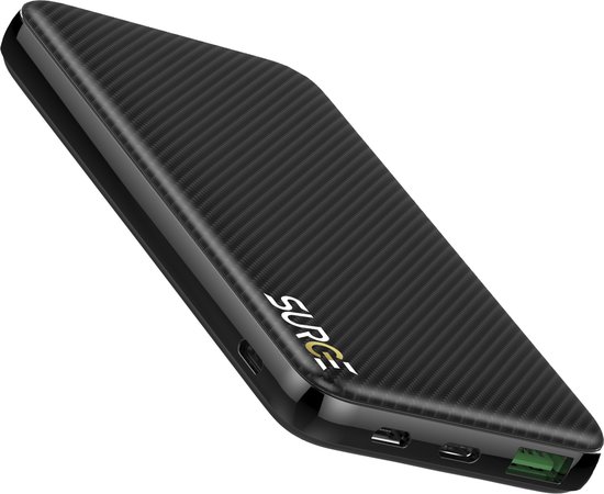 Surge Powerbank 10.000mAh – 22.5W Snellader voor iPhone & Samsung – 2 apparaten tegelijk opladen – USB, USB-C & Lightning Input
