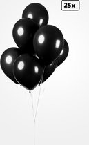 25x Ballon zwart 30cm - Festival feest party verjaardag landen helium lucht thema