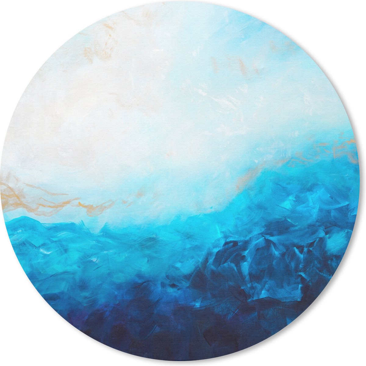 Muismat rond 50x50 cm - Mousepad Blauw - Zee - Abstract - Verf - Ronde muismatten