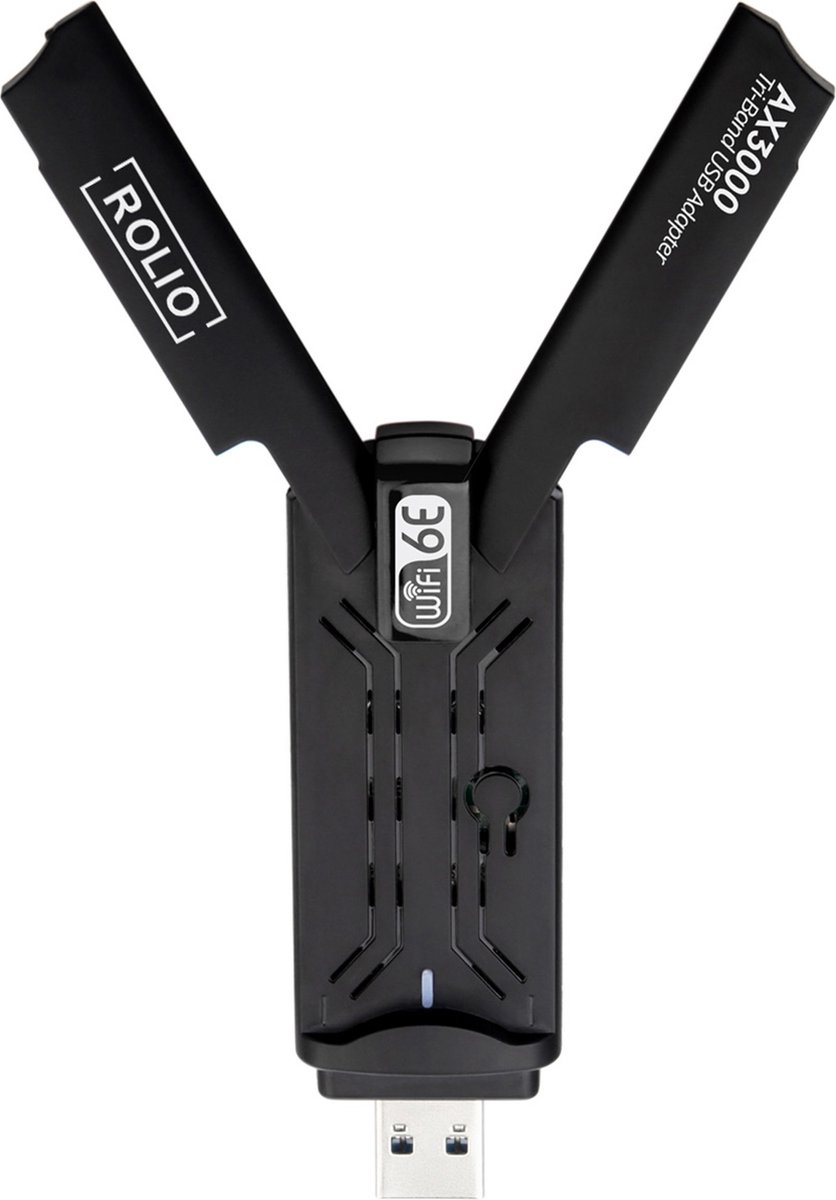 Rolio WiFi adapter USB - 3000Mbps - WiFi 6E - Dual Antenne