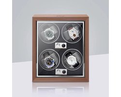 Olvy Houten Watchwinder - 4 Horloges - Horloge Opwinder - Met LED Verlichting - Horlogebox