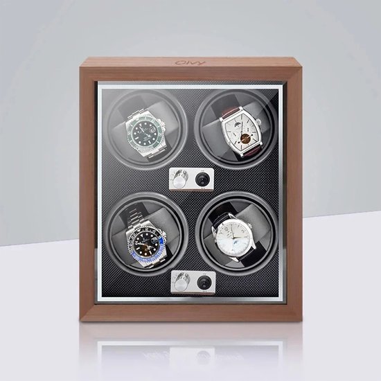 Olvy Luxe Houten Watchwinder - 4 Horloges - Horloge Opwinder - Met LED Verlichting - Horlogebox