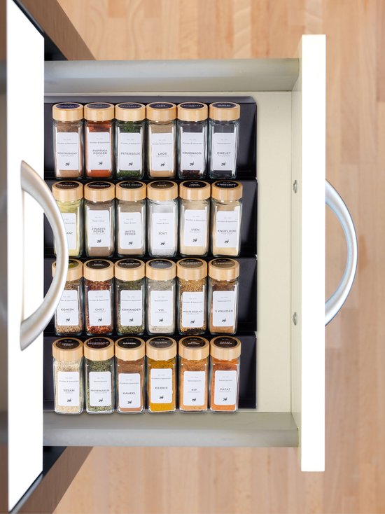 SAEIV Houten Kruidenrek Lade Organizer, (24 x 120 ml) Kruidenpotjes