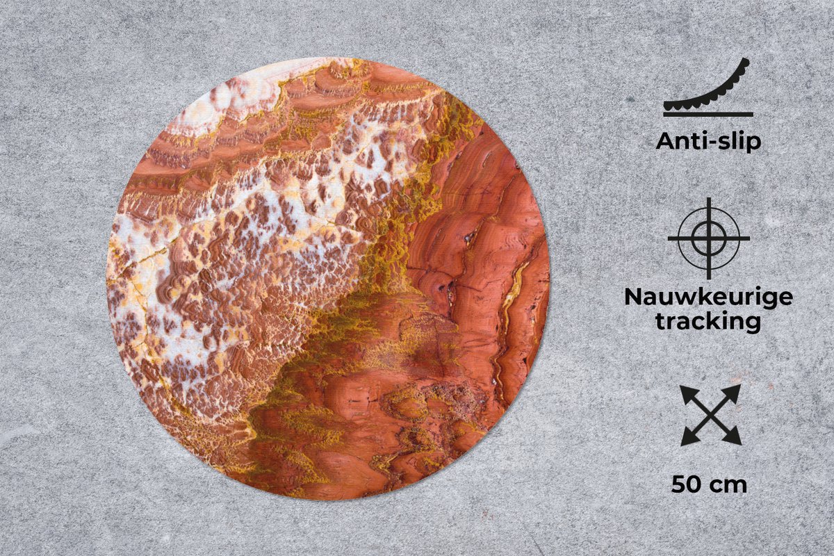 Muismat rond 50x50 cm - Mousepad Marmer - Natuursteen - Textuur - Ronde muismatten