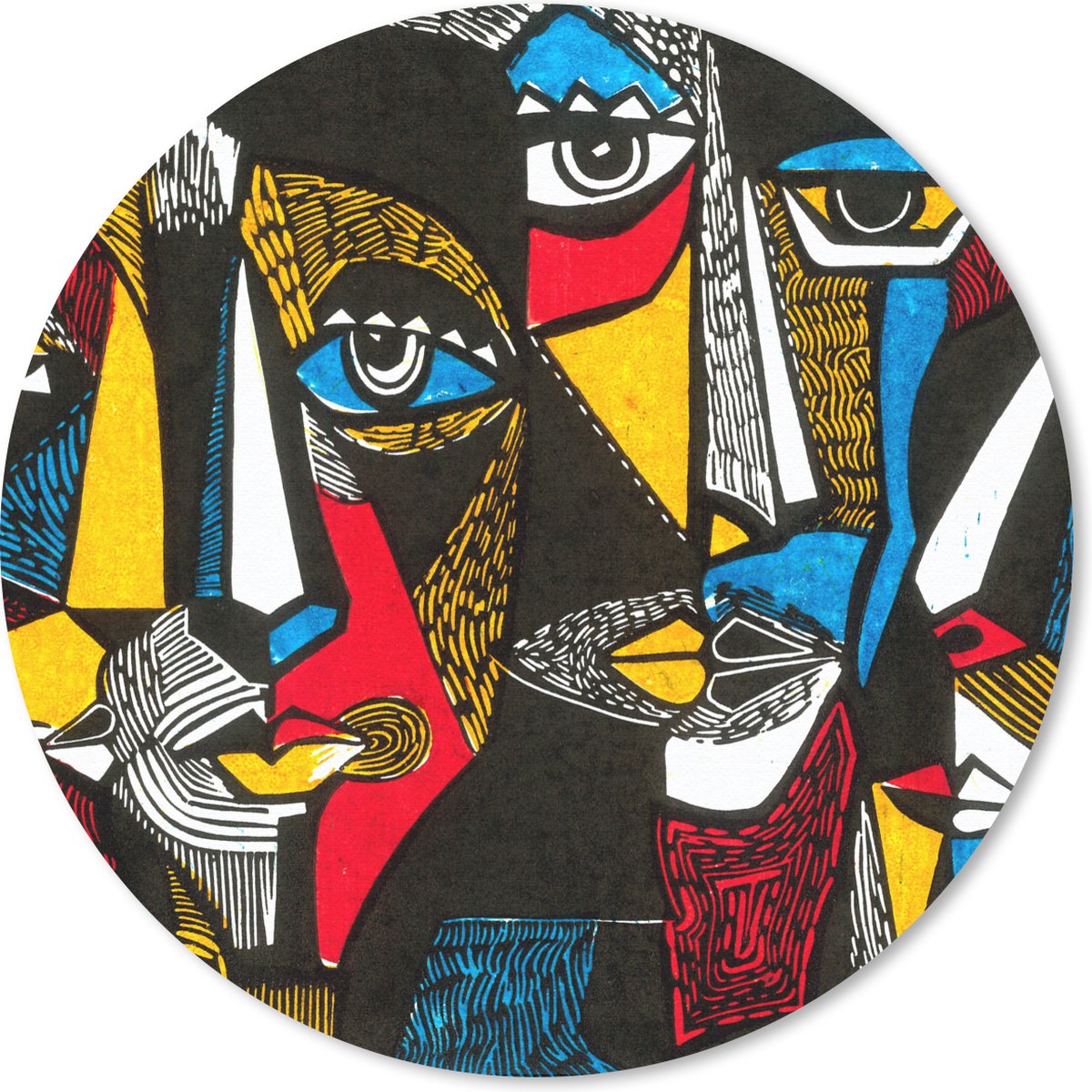 Muismat rond 30x30 cm - Mousepad Schilderij - Olieverf - Kubisme - Ronde muismatten