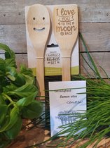 Pollepel-Spatel-Hout-I Love You-To the moon and back-Ik hou van je-Valentijnscadeau-Verjaardag-Kerstcadeau-Kerst-Sint-Pasen-Paasbrunch-Familiediner-Koken-Bakken-Kookcadeau-Keukenaccessoires-Kookgerei-Roerlepels-Bamboe-Duurzaam-Natuurlijk-Kooklepel