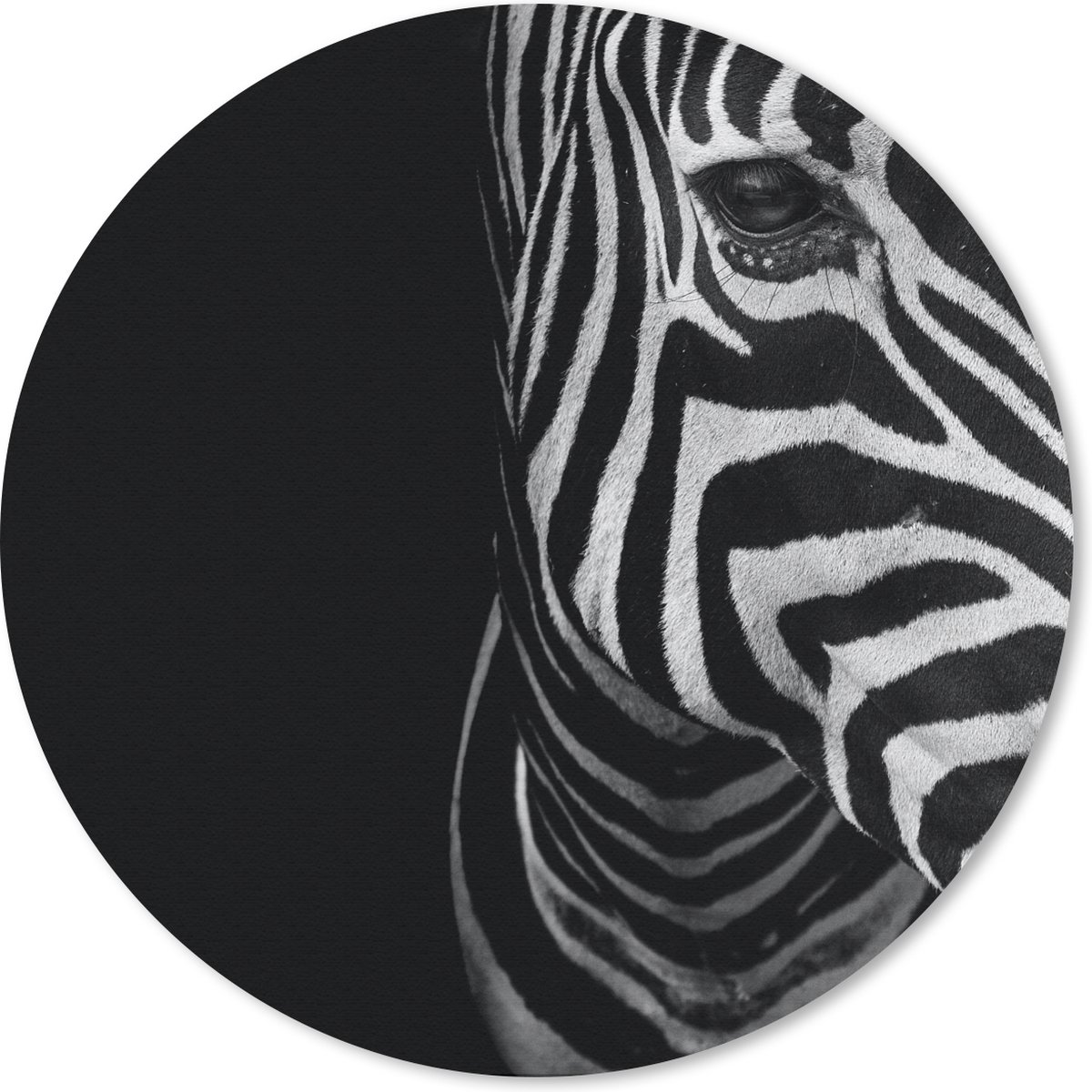 Muismat rond 20x20 cm - Mousepad Dieren - Zebra - Zwart - Wit - Ronde muismatten