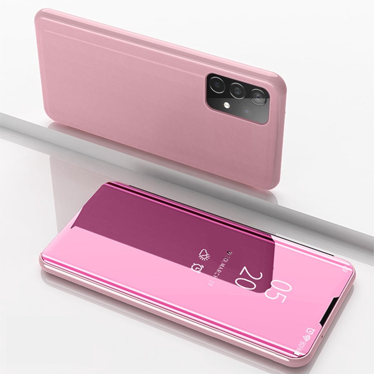 Hoesje - Geschikt voor Samsung Galaxy A52 / A52s Hoesje - Mirror View Case - Rose Gold