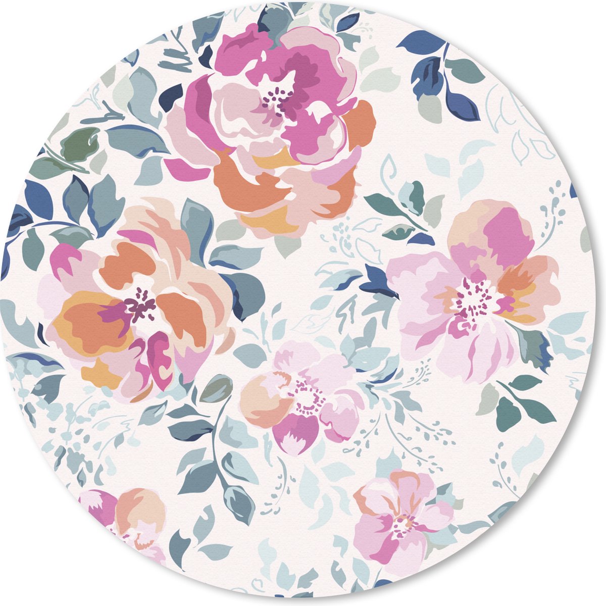 Muismat rond 40x40 cm - Mousepad Bloemen - Rozen - Waterverf - Ronde muismatten