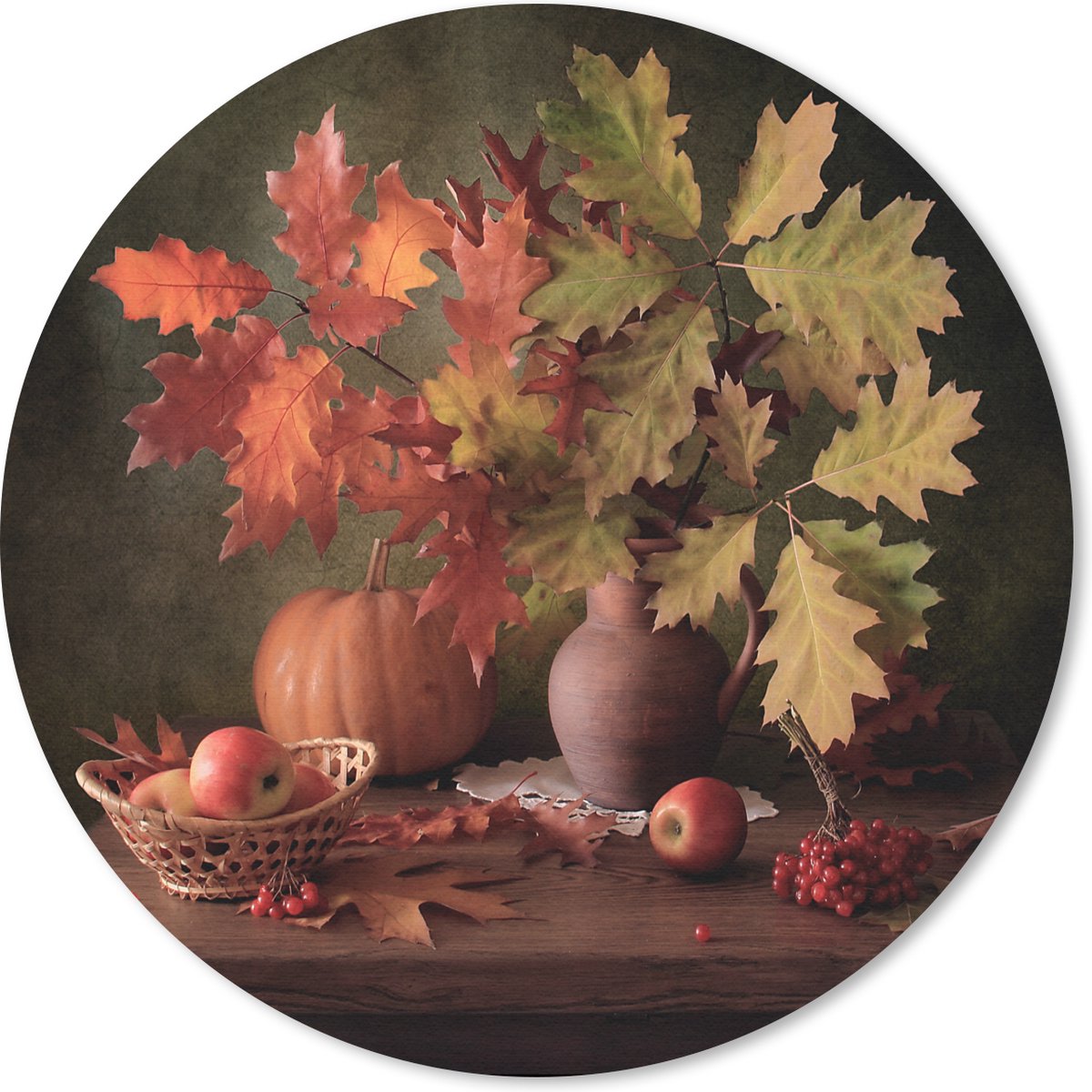 Muismat rond 20x20 cm - Mousepad Bladeren - Fruit - Stilleven - Ronde muismatten
