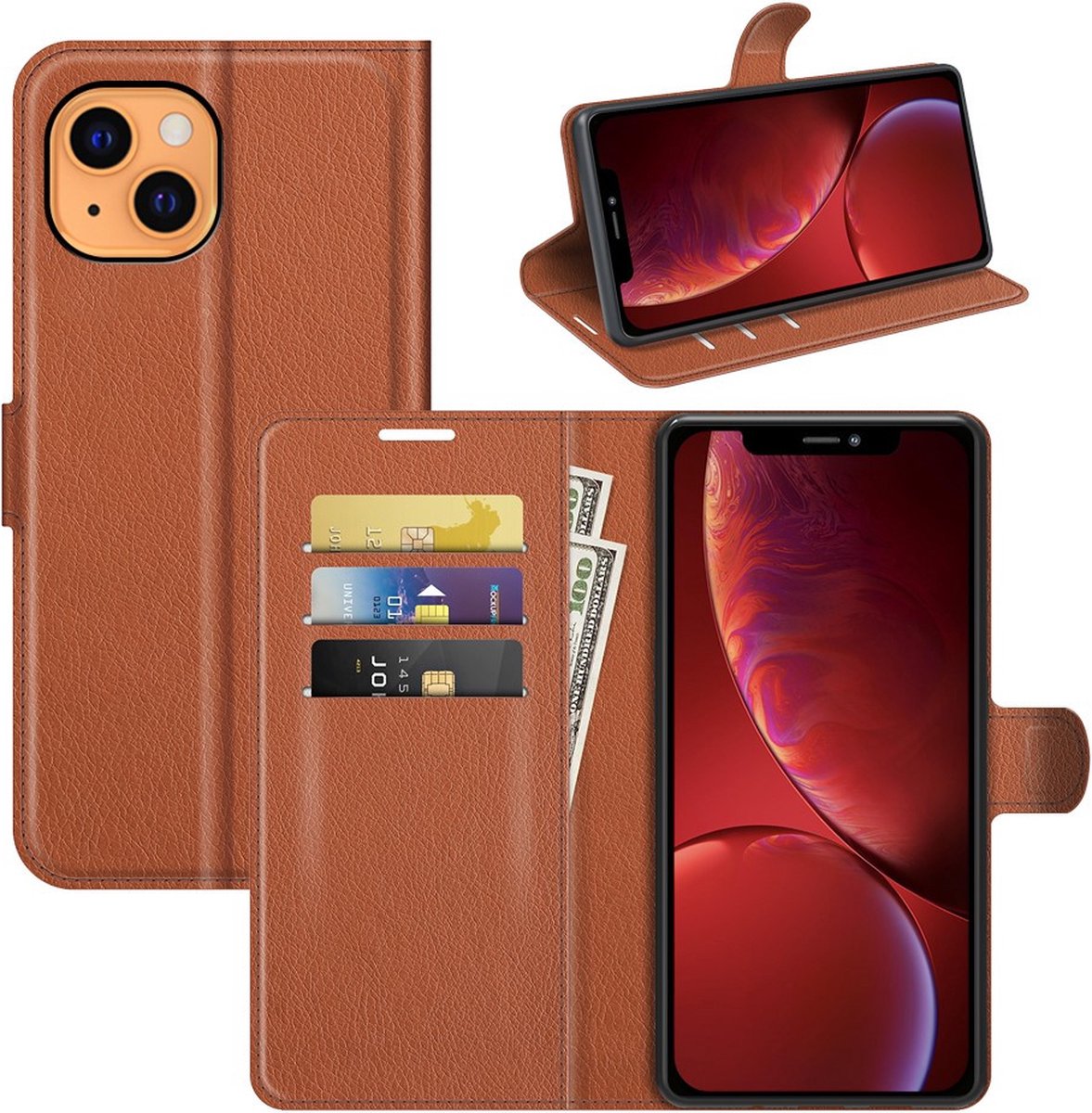 Coverup Hoesje - Geschikt voor iPhone 13 Mini Hoesje - Coverup Book Case - Bruin