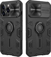 Hoesje geschikt voor Apple iPhone 13 Pro Max - CamShield Armor Case - Met Camera Cover - Zwart