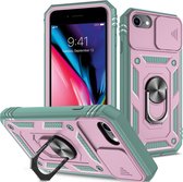 Coverup Ring Kickstand Back Cover met Camera Shield - Geschikt voor iPhone SE (2022/2020), iPhone 8 / 7 Hoesje - Pink