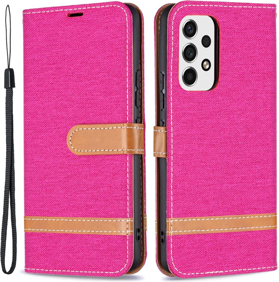 Coverup Denim Book Case Geschikt voor Samsung Galaxy A53 Hoesje - Roze
