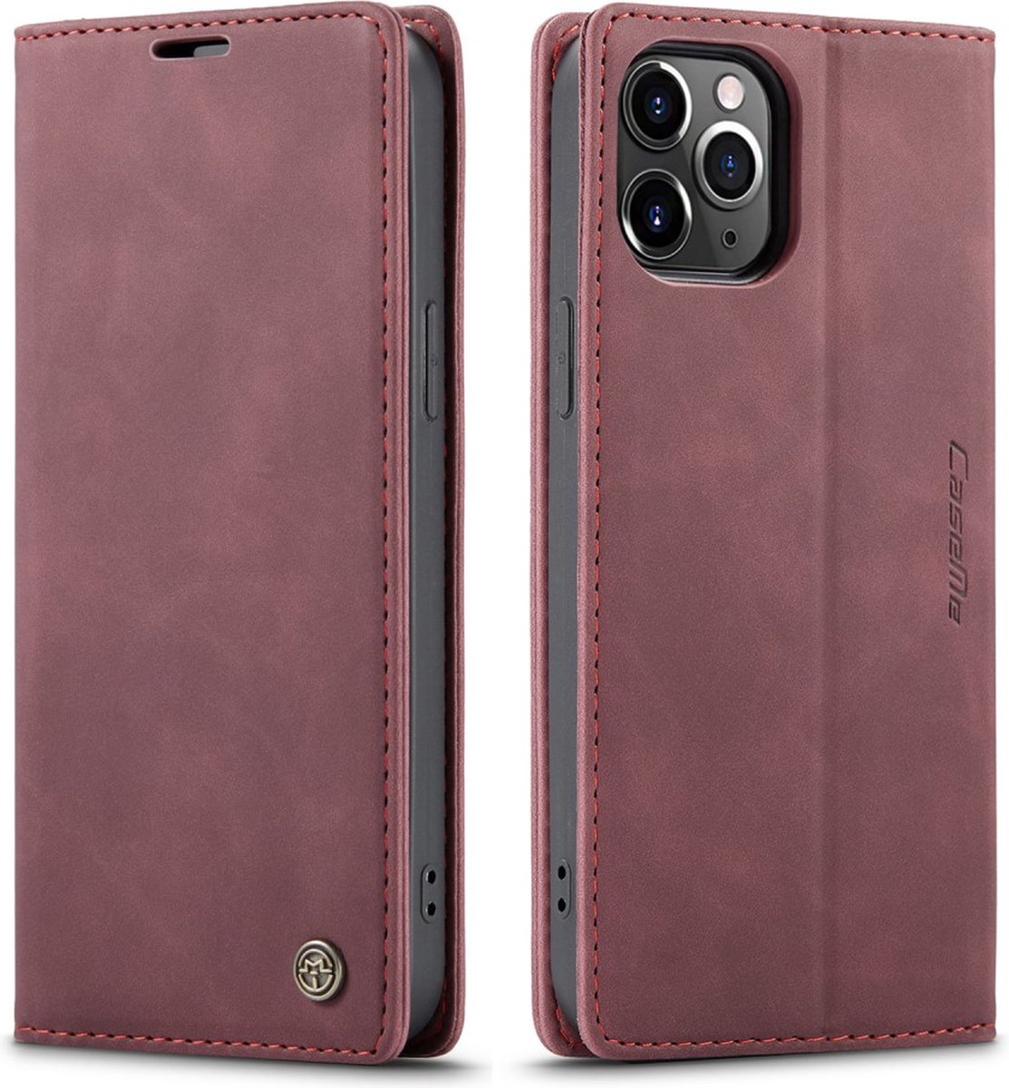 CaseMe Book Case - Geschikt voor iPhone 12 Pro Max Hoesje - Bordeaux