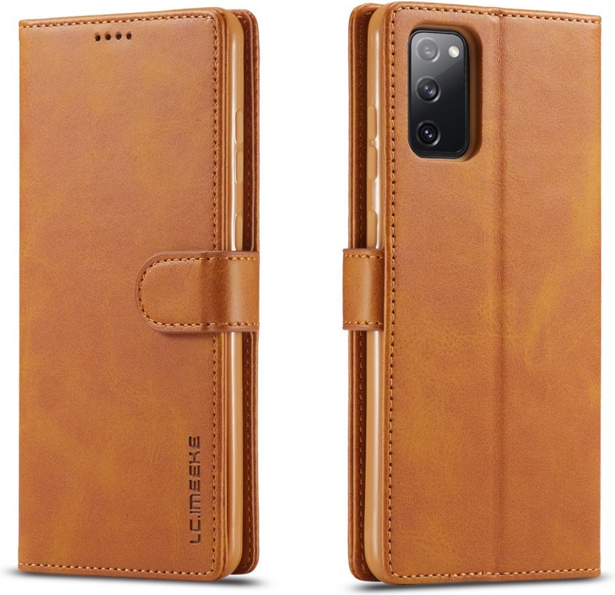 LC.IMEEKE Hoesje - Geschikt voor Samsung Galaxy S20 FE Hoesje - LC.IMEEKE Luxe Book Case - Bruin