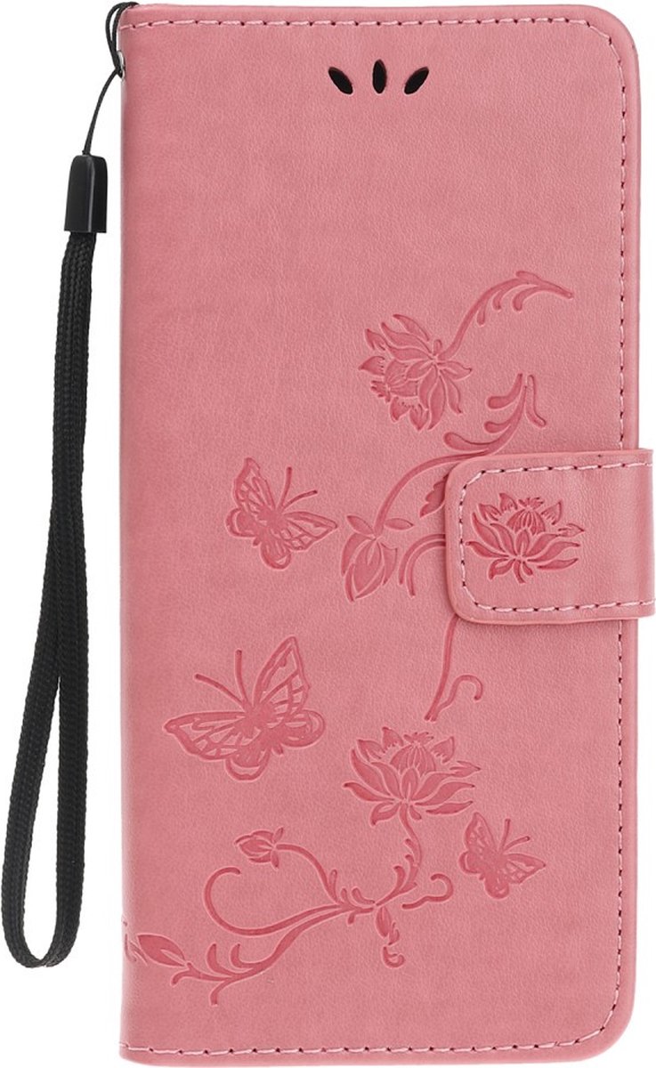 Coverup Bloemen & Vlinders Book Case - Geschikt voor iPhone 12 Mini Hoesje - Pink