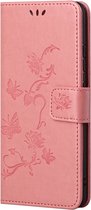 Xiaomi Redmi Note 10 5G Hoesje - Coverup Bloemen & Vlinders Book Case - Pink
