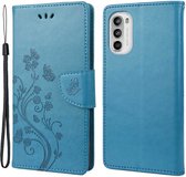 Coverup Bloemen & Vlinders Book Case-- Geschikt voor Motorola Moto G52 Hoesje - Blauw
