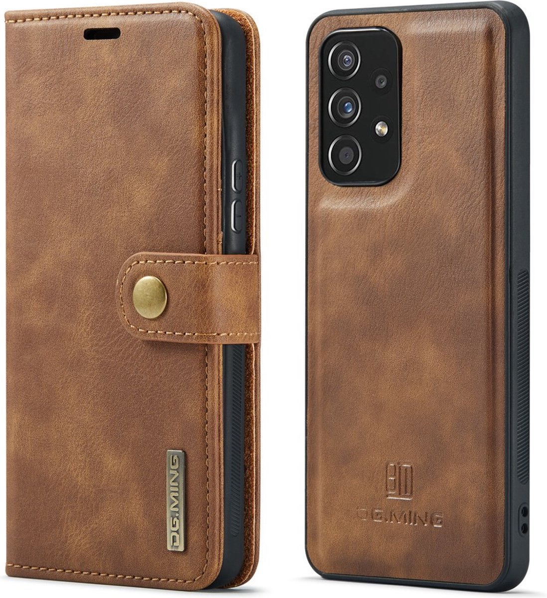 DG.MING Hoesje - Geschikt voor Samsung Galaxy A53 Hoesje - DG.MING 2-in-1 Book Case & Back Cover - Bruin
