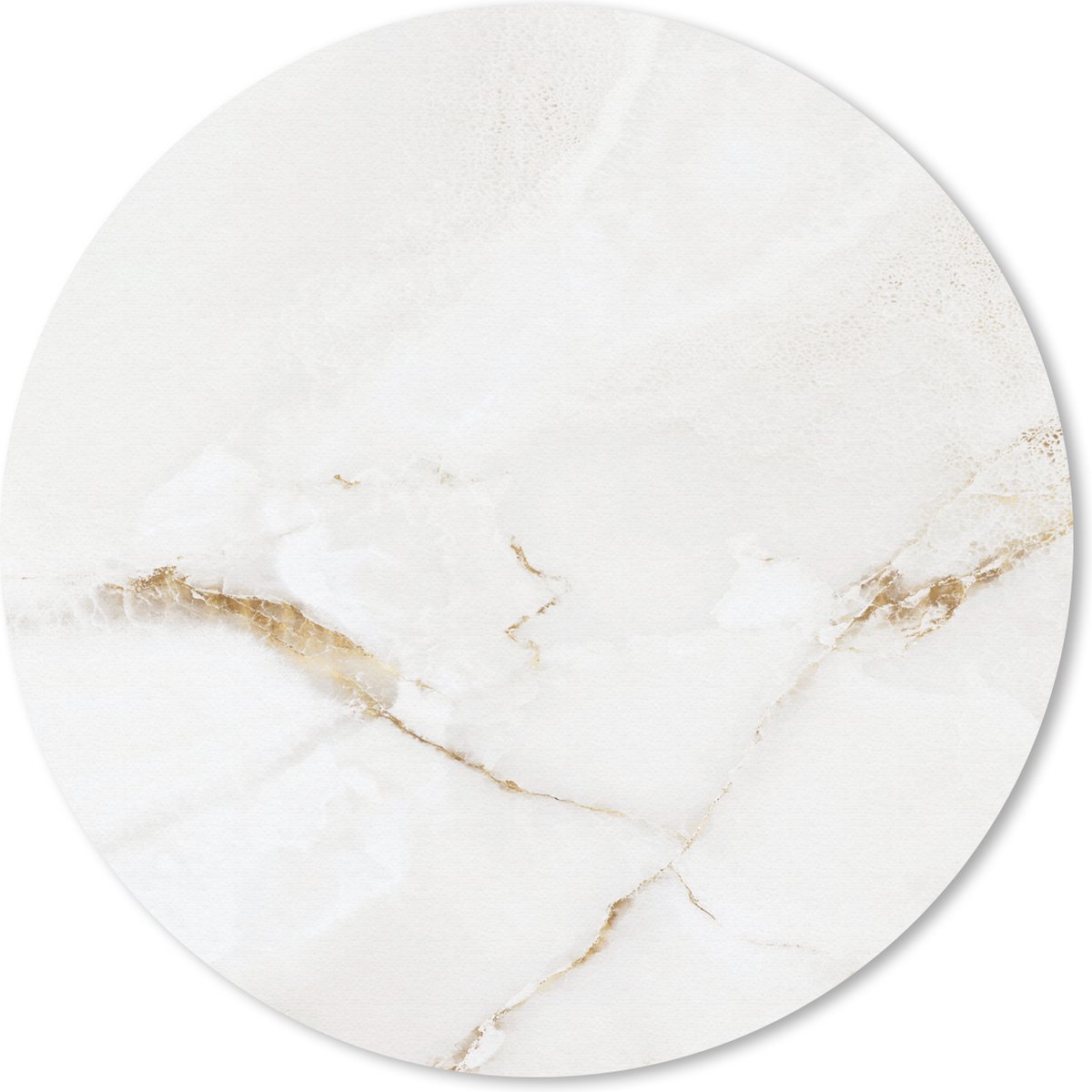 Muismat rond 50x50 cm - Mousepad Marmer - Wit - Goud - Ronde muismatten
