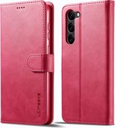 LC.IMEEKE Luxe Book Case - Geschikt voor Samsung Galaxy S23 Hoesje - Roze