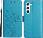 Coverup Bloemen & Vlinders Book Case - Geschikt voor Samsung Galaxy S23 Hoesje - Blauw